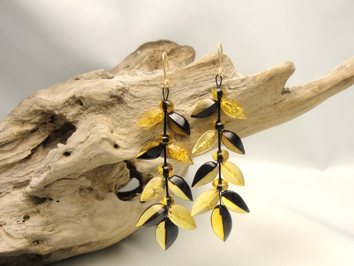 Earrings Champagne and Black Color Ivy, Long: click to enlarge