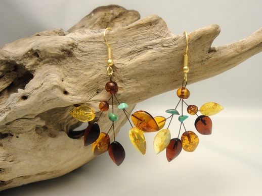 Earrings Multicolor Ivy Fan with Tuquoise : click to enlarge