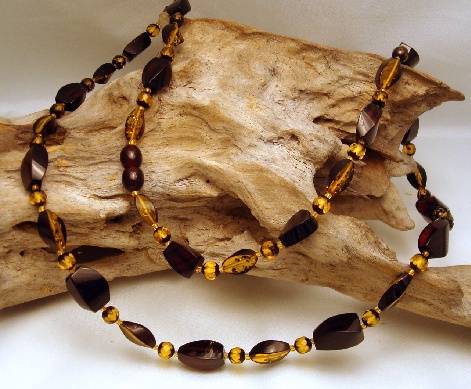 Necklace Fragments, Almonds and Faceted Globe Composition Long: click to enlarge