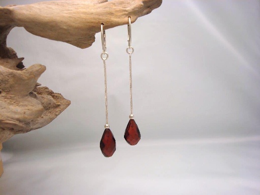 Earrings Cherry Color Faceted Drop: click to enlarge
