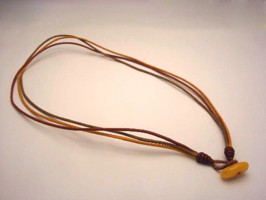 Multicolor Leather (3) Necklace with Amber Clasp: click to enlarge