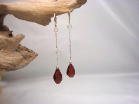 Earrings Cherry Color Faceted Drop