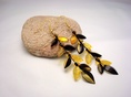 Earrings Champagne and Black Color Ivy, Long