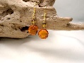 Earrings Cognac Color Candy and Green Globe