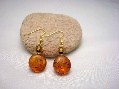 Earrings Cognac Color Candy and Green Globe