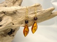 Earrings Cognac Color Almonds with Faceted Bead 