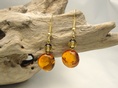 Earrings Cognac Color Candy and Green Globe