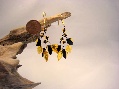 Earrings Champagne/Black Color Ivy Fan 
