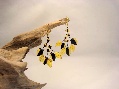 Earrings Champagne/Black Color Ivy Fan 